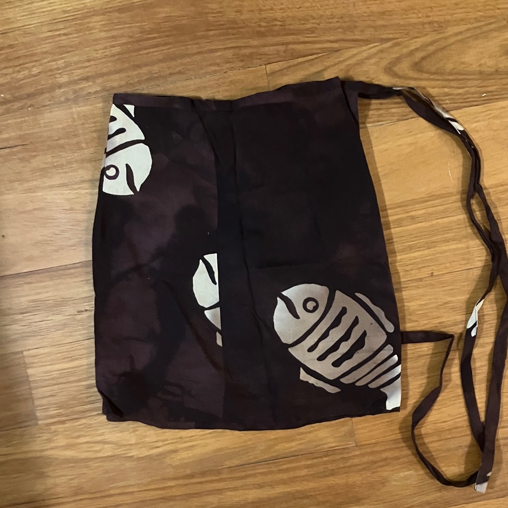 Brown Batik print Rayon Wrap Skirt with fish design.